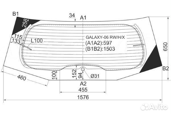 Заднее стекло Ford galaxy II 2006-15