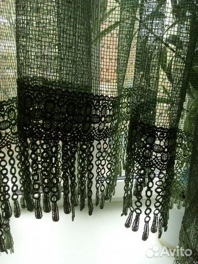 Штора-тюль 280х(115-140) см с кистями, новая
