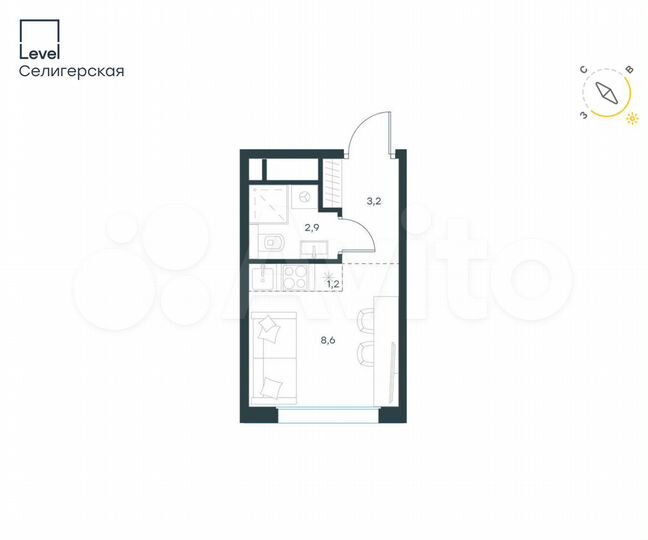 Квартира-студия, 15,9 м², 16/30 эт.