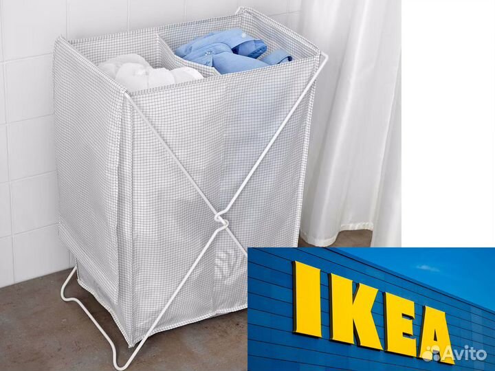 Корзина, икеа Torkis для белья, белый/серый, 90 л