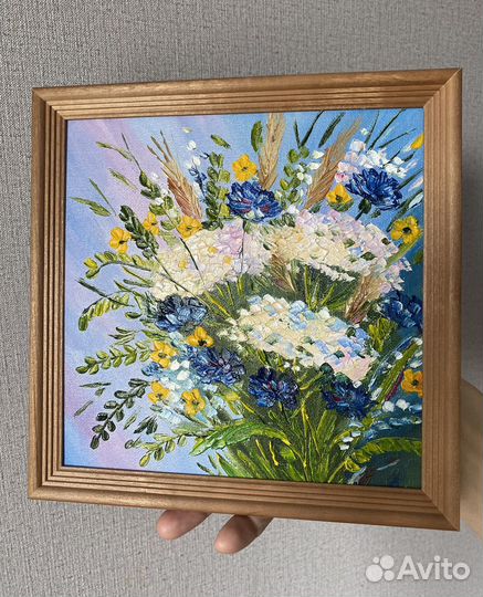 Картина маслом полевые цветы