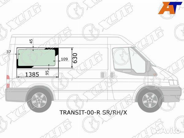 Стекло кузова боковое (не опускное) ford transit