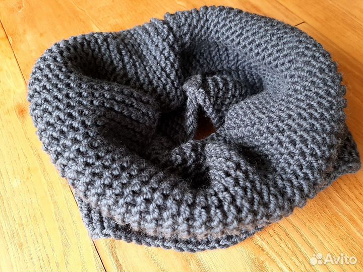 Шарф-снуд шерстяной серый