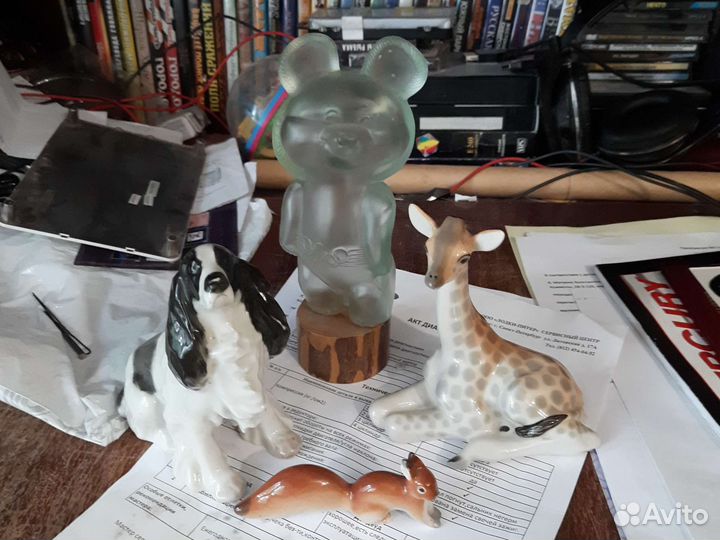 Фарфоровые статуэтки животных + олимпийский мишка