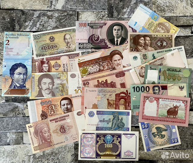 Набор банкнот 20шт. страны мира UNC пресс