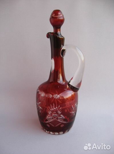 Графин резной рубиновый Бавария 1950-60-е гг. люкс