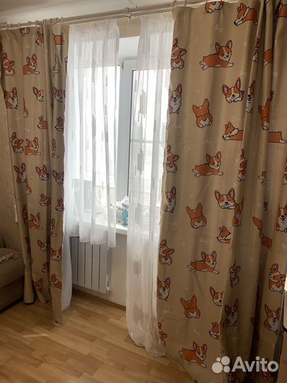 Шторы блэкаут с корги (2 шт)