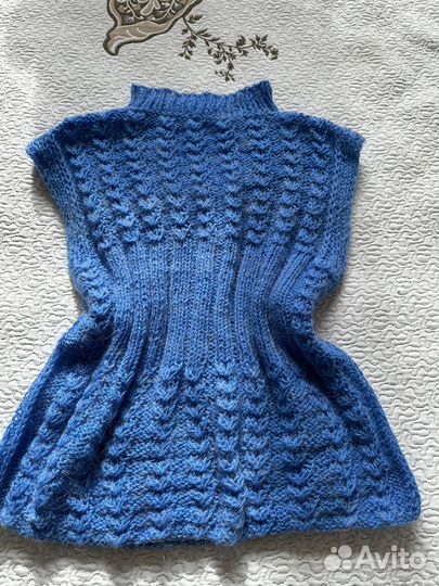 Жилет ручной вязки из 100 % шерсти ангоры