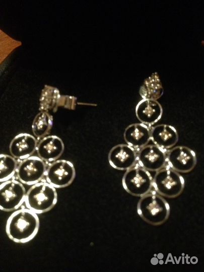 Серьги золото бриллианты 14к