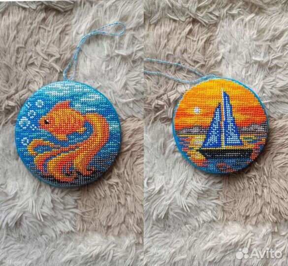 Круг с подвесом (парусник и золотая рыбка)