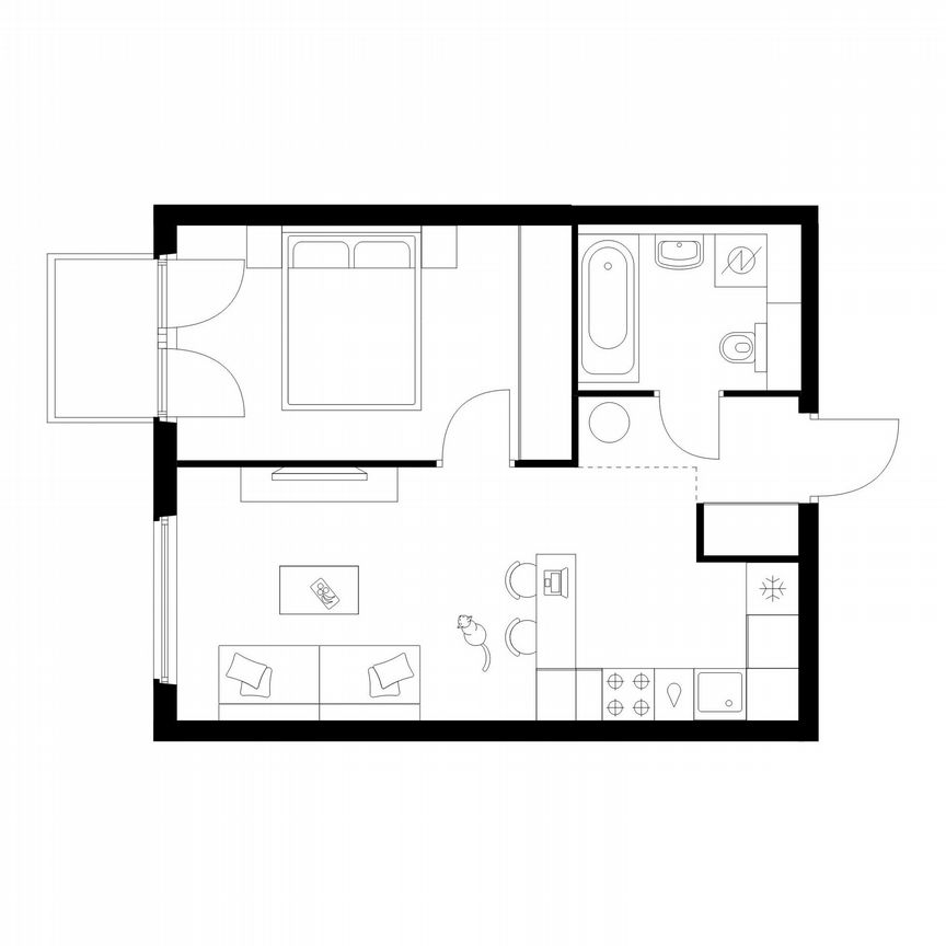 1-к. квартира, 40,3 м², 8/12 эт.