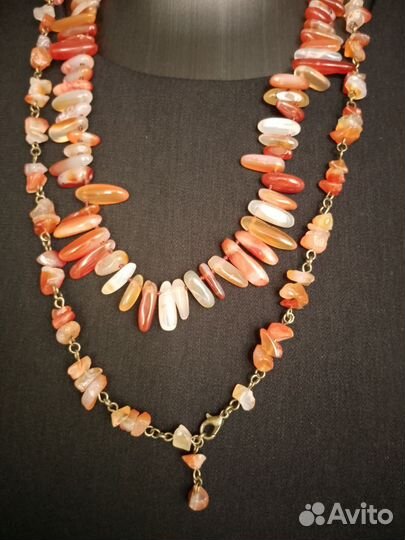 Колье Сердолик природный