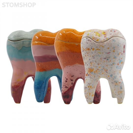 Декоративный зуб из керамики с крышкой, средний, ц