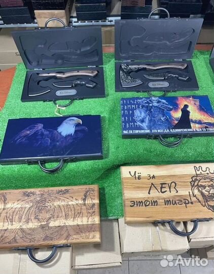Топор кованый + нож в наборе