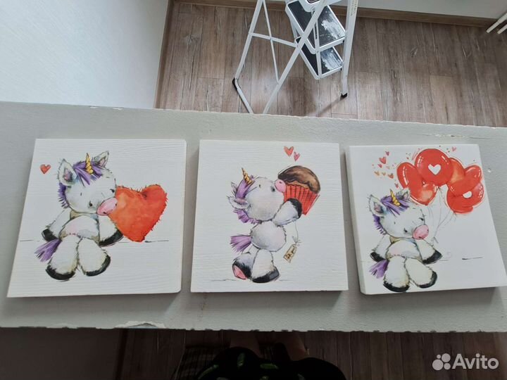 Модульная картина на дереве Единорог