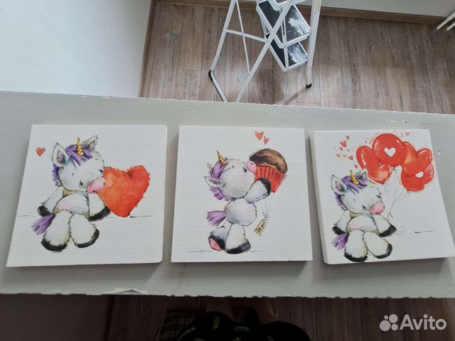 Модульная картина на дереве Единорог