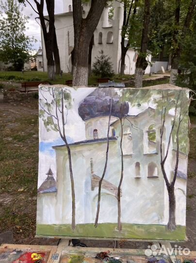 Картина маслом храмы монастыри