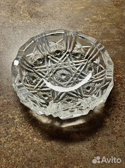 Хрустальная салатница винтаж Чехословакия
