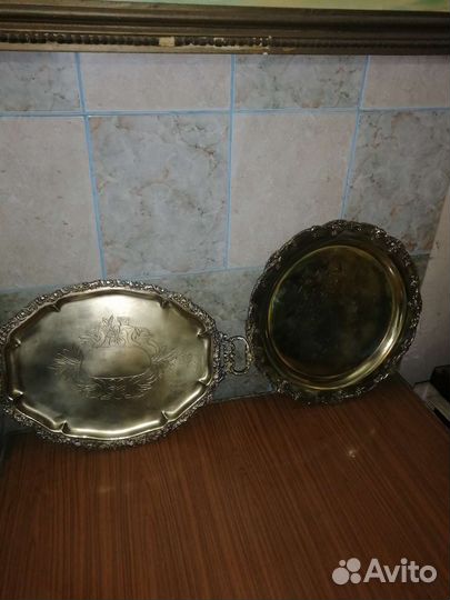 Поднос латунь