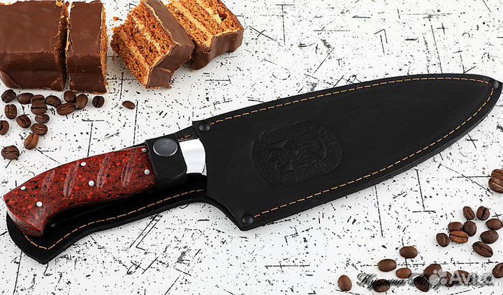 Поварской нож № 13 сталь 95Х18 акрил красный