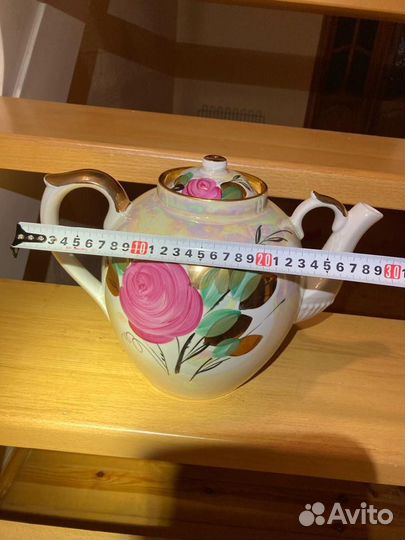 Расписной чайник,розы перламутр