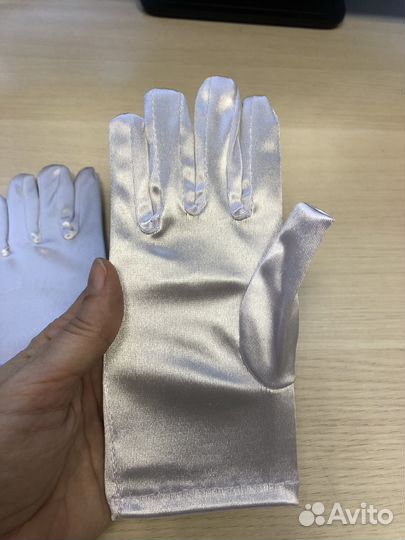 Перчатки белые атласные для девочки