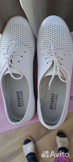 Туфли женские 37 размер белая натуральная кожа