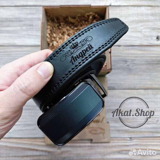 Именной ремень с пряжкой автомат