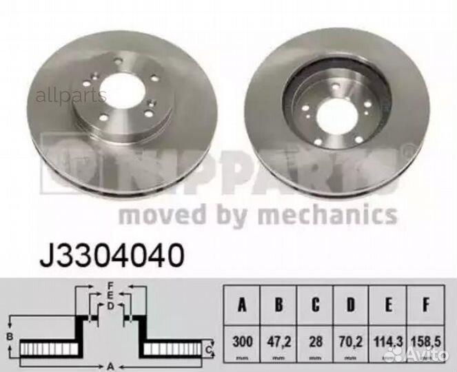 Nipparts J3304040 Диск торм Honda Accord VII Civic