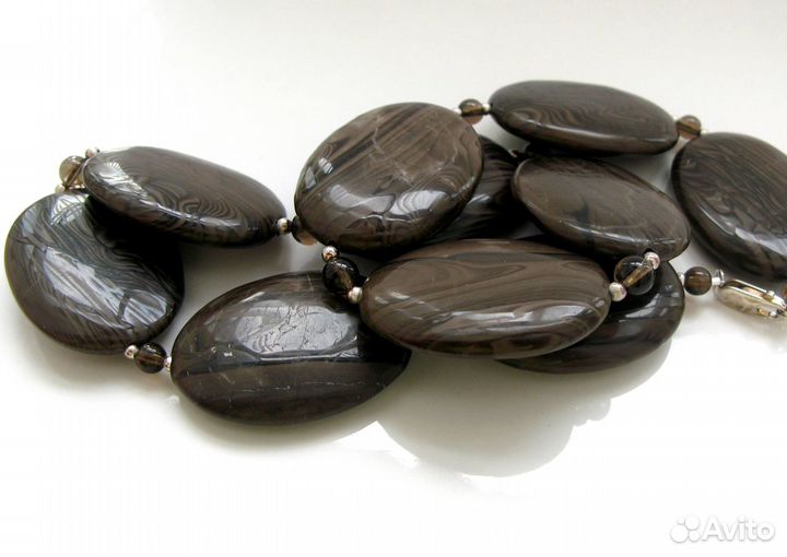 Массивные Бусы Кулоны Яшма Аметист Серебро