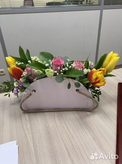 Коробка для цветов и подарков деревянный ящик