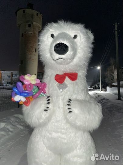 Белый мишка поздравление ростовой медведь аниматор