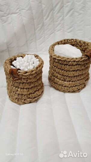 Набор корзинок из джута ручной работы