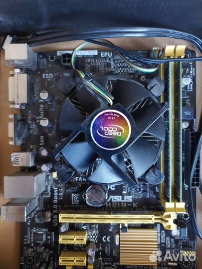 Материнская плата с процессором и памятью + куллер