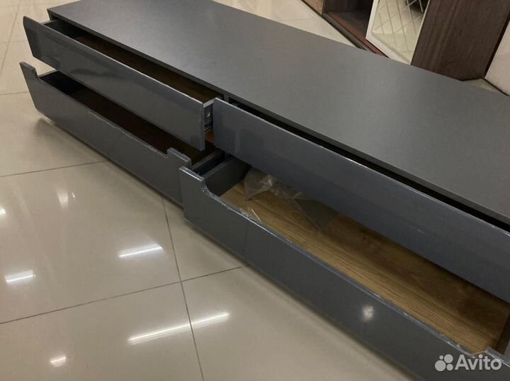 Тумба тв Стокгольм белый/белый глянец