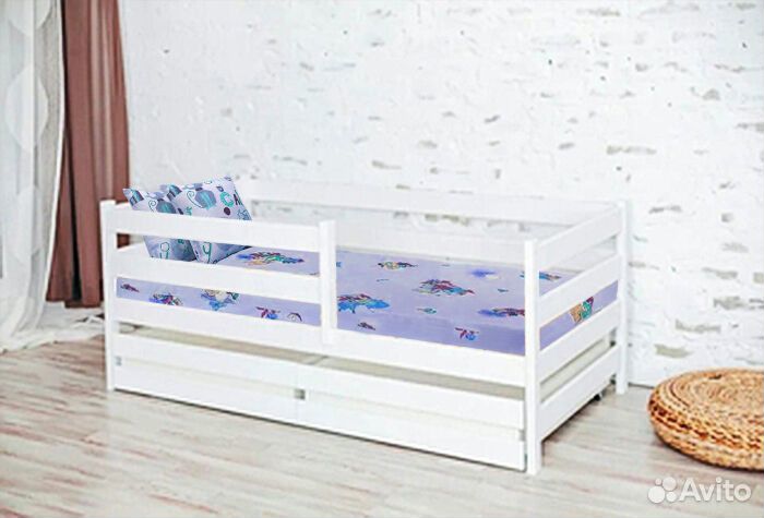 Кроватка берёза софа эко с бортиком для малыша