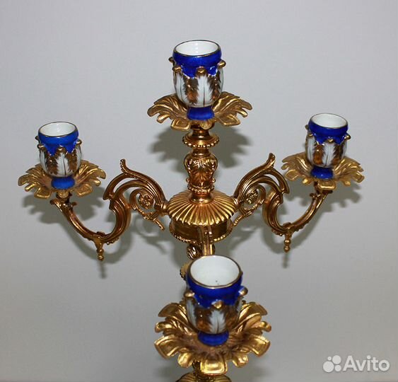 Подсвечник. Ангелы. Канделябр. Бронза. Фарфор