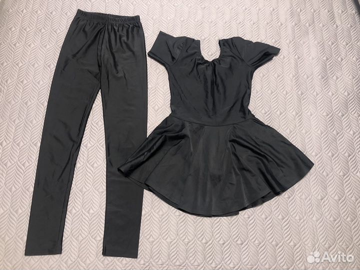 Купальник гимнастический с юбкой и лосины 146-152