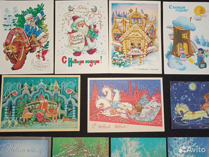 Старые открытки СССР Новый Год / Небольшой набор