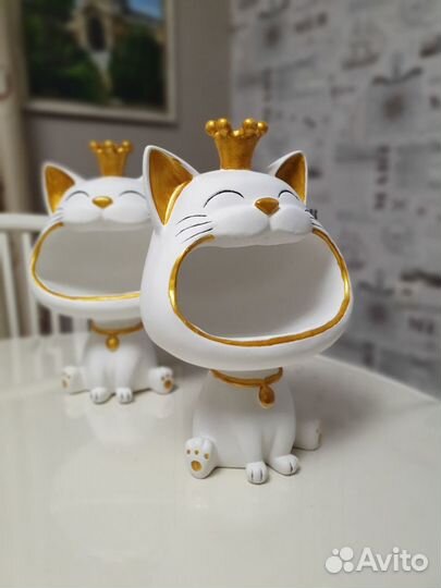 Кот конфетница золотой