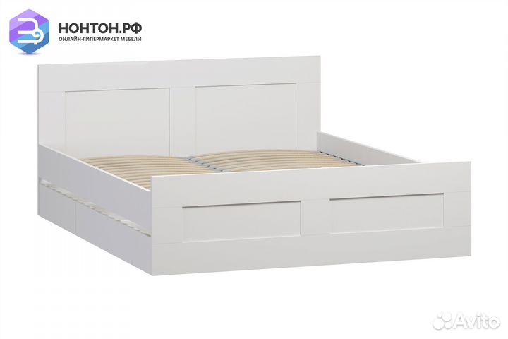 Кровать двуспальная Сириус белая с ящиками