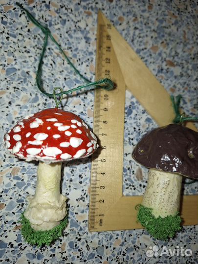 Ёлочные игрушки папье маше грибы лесные