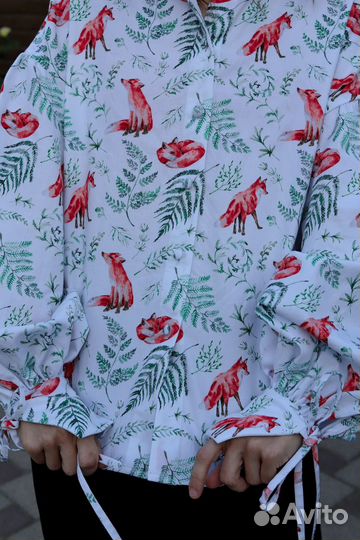 Рубашка из хлопка с лисами