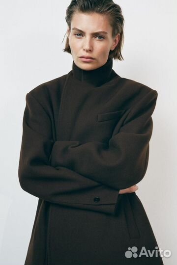 Пальто zara из смесовой шерсти