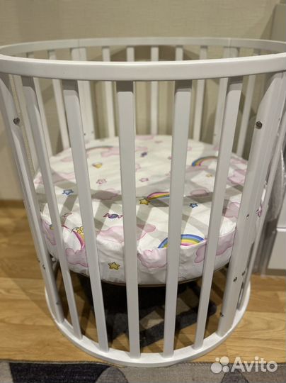 Детская кроватка трансформер круглая