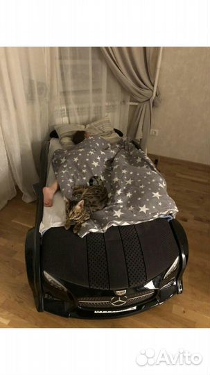 Детская кровать машина черный мерседес