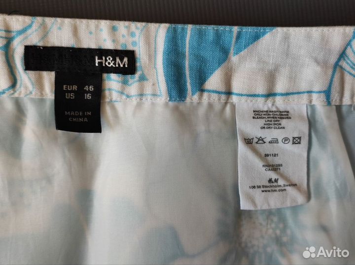 H&M Льняная юбка 52 р новые белые шлепанцы 41 р