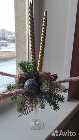 Новогодний бокал, подсвечник-бокал