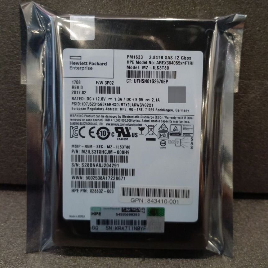 [PM1633] Ssd Samsung 3.84 Тб Hpe Pm1633