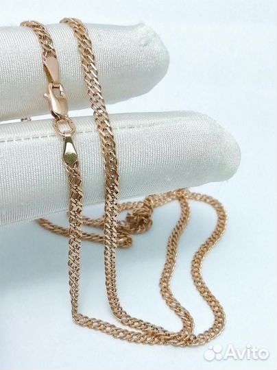 Золотая цепочка Двойной ромб из красного золота 58